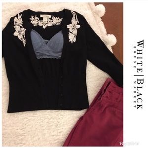 White House Black Market Embroidered Cardigan
